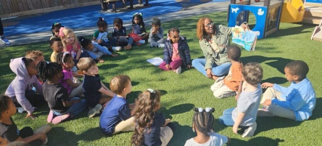 parent reading to children